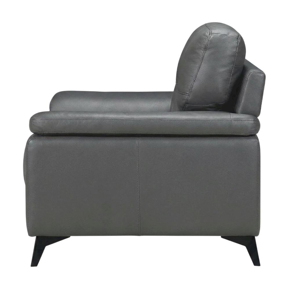 Mischa Leather Accent Chair with Padded Arms for Living Room, Dark Gray. Picture 3