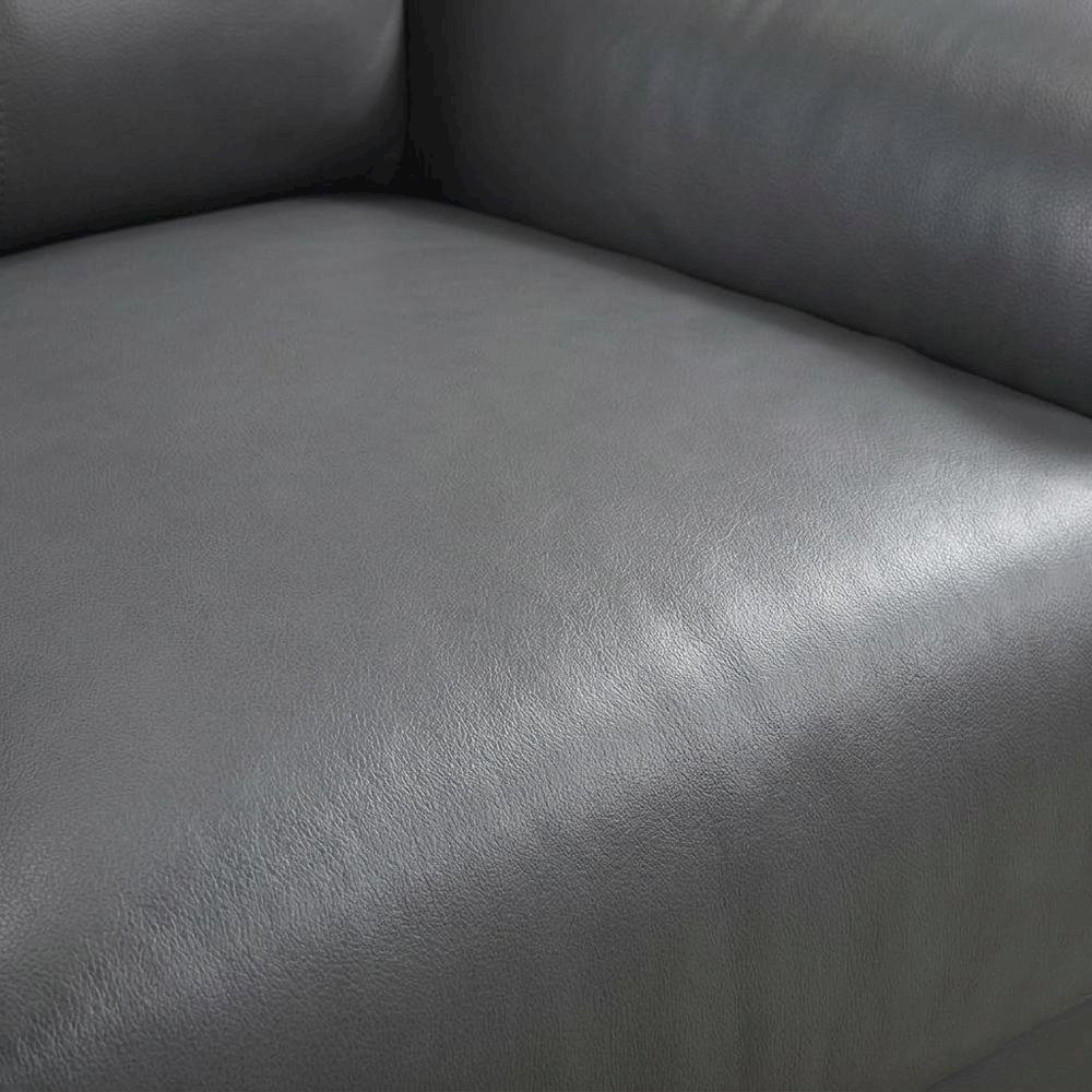 Mischa Leather Accent Chair with Padded Arms for Living Room, Dark Gray. Picture 6