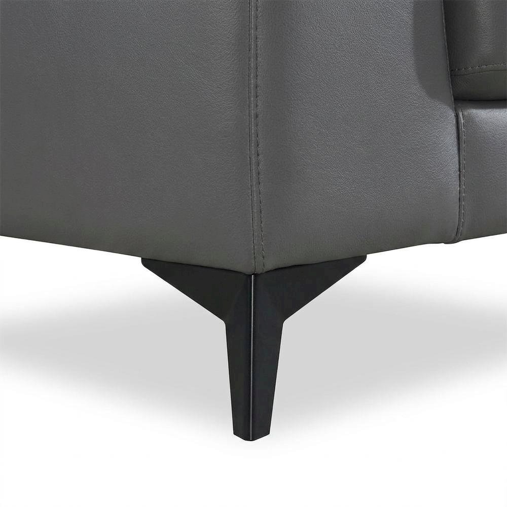 Mischa Leather Accent Chair with Padded Arms for Living Room, Dark Gray. Picture 7