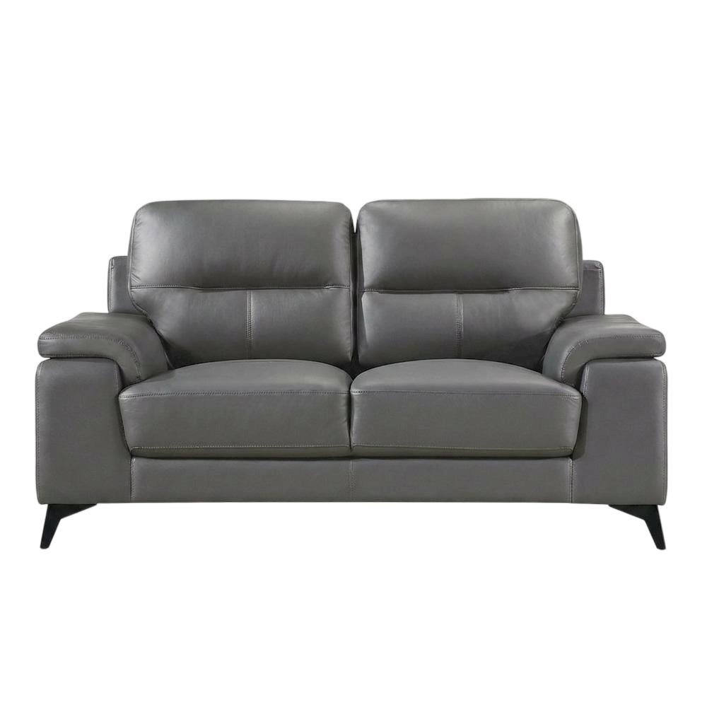 Mischa Leather Loveseat, Small Couch and Love Seat for Living Room, Dark Gray. Picture 1