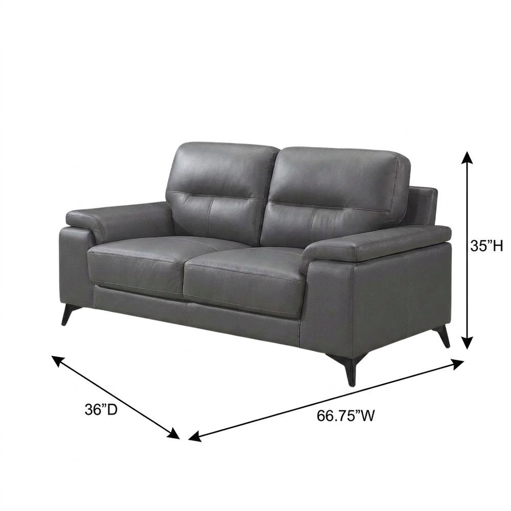 Mischa Leather Loveseat, Small Couch and Love Seat for Living Room, Dark Gray. Picture 5