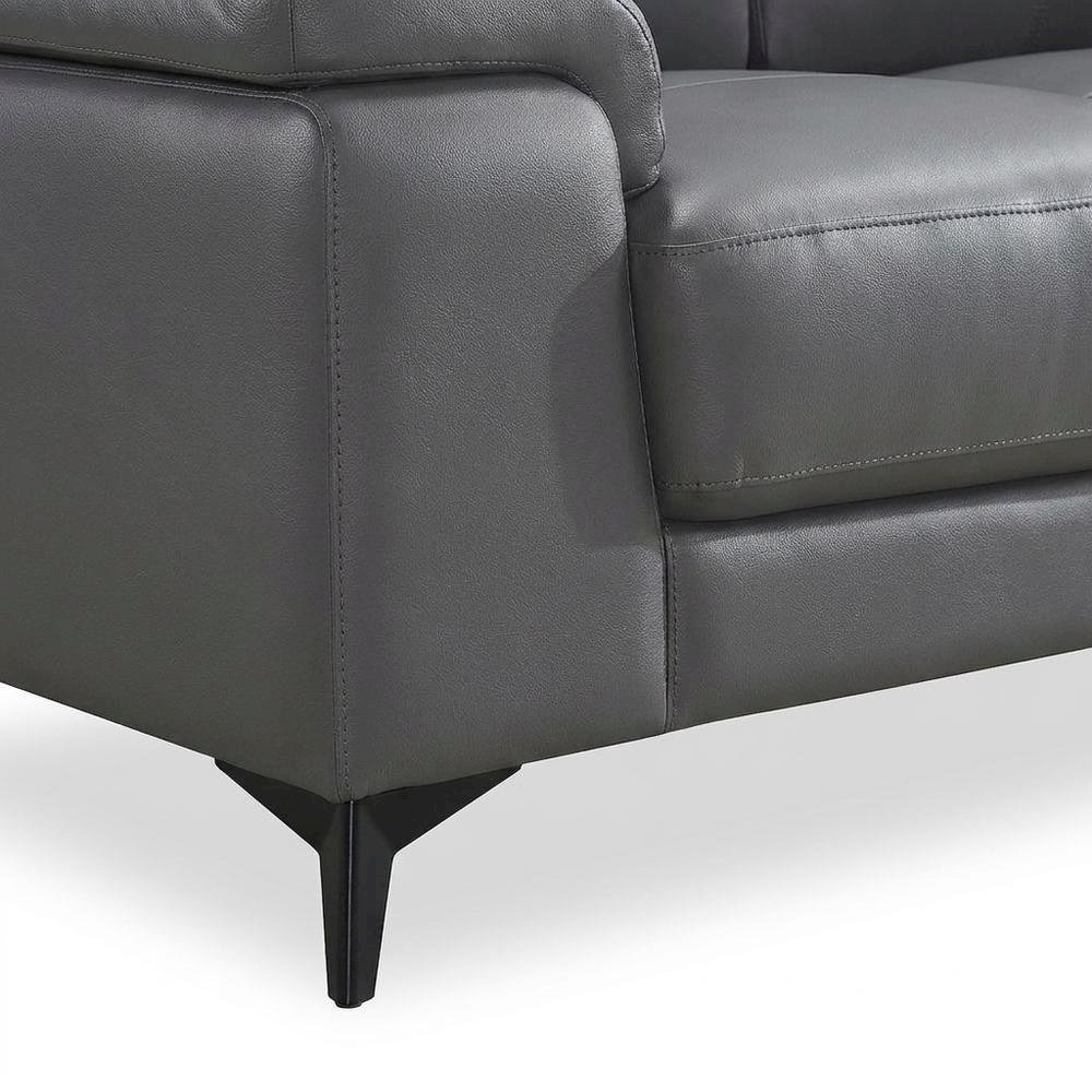 Mischa Leather Loveseat, Small Couch and Love Seat for Living Room, Dark Gray. Picture 7