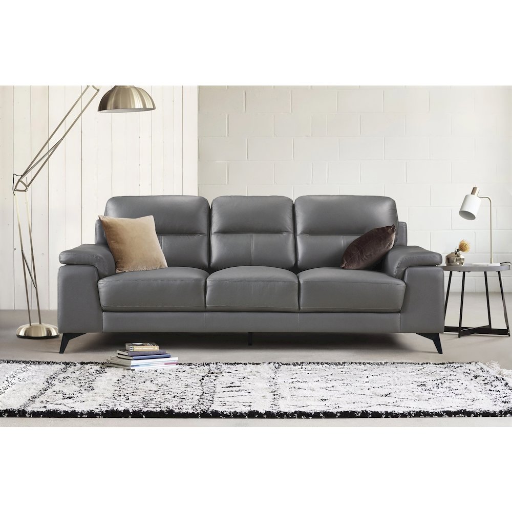 Mischa Leather Sofa In Dark Gray. Picture 3