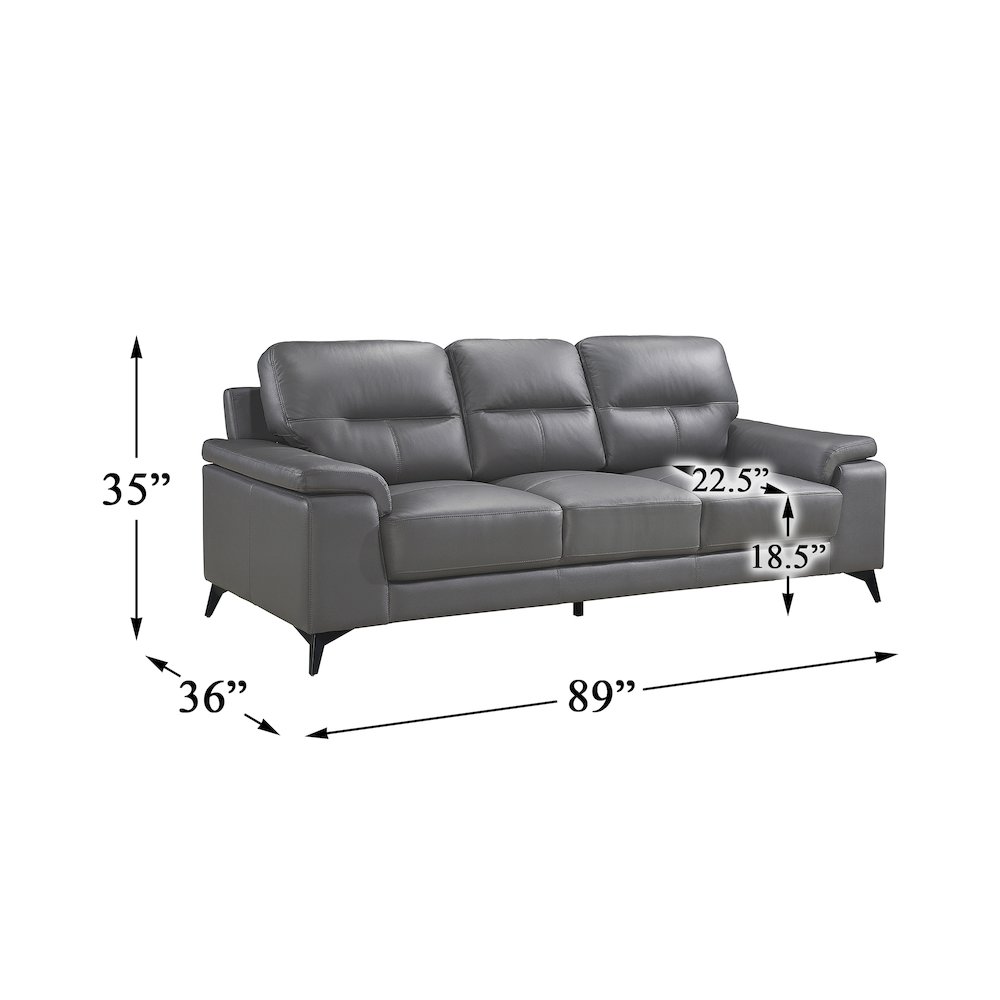 Mischa Leather Sofa In Dark Gray. Picture 2