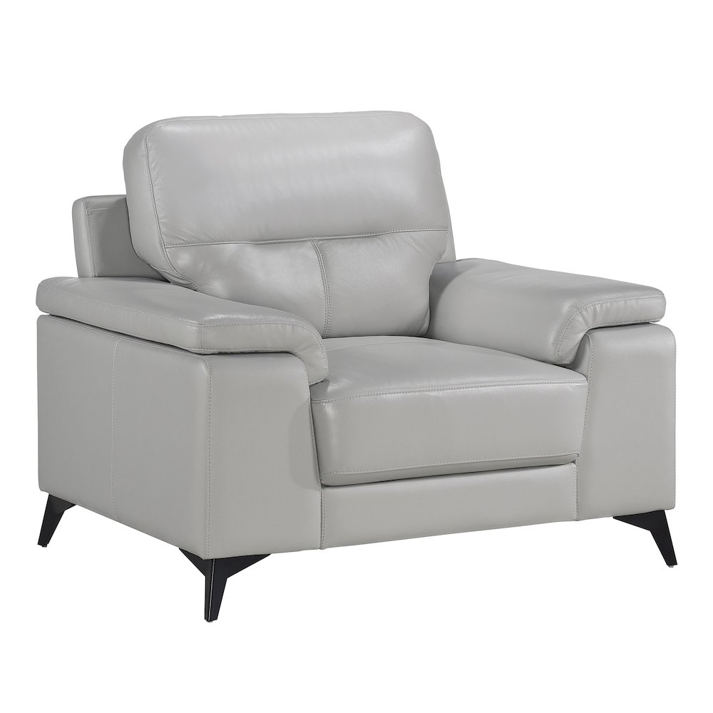 Mischa Leather Arm Chair In Silver Gray. Picture 1