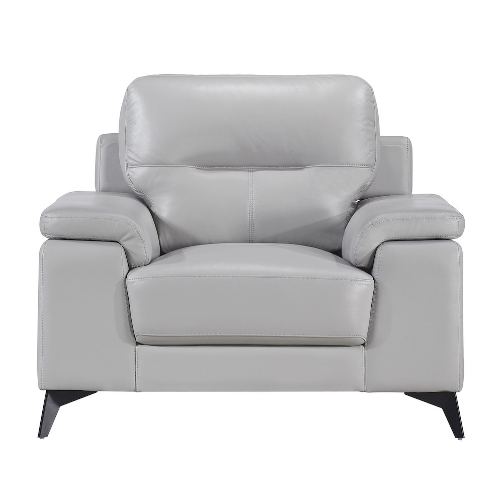 Mischa Leather Arm Chair In Silver Gray. Picture 3