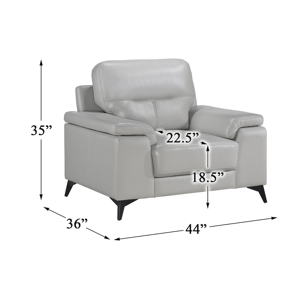 Mischa Leather Arm Chair In Silver Gray. Picture 4