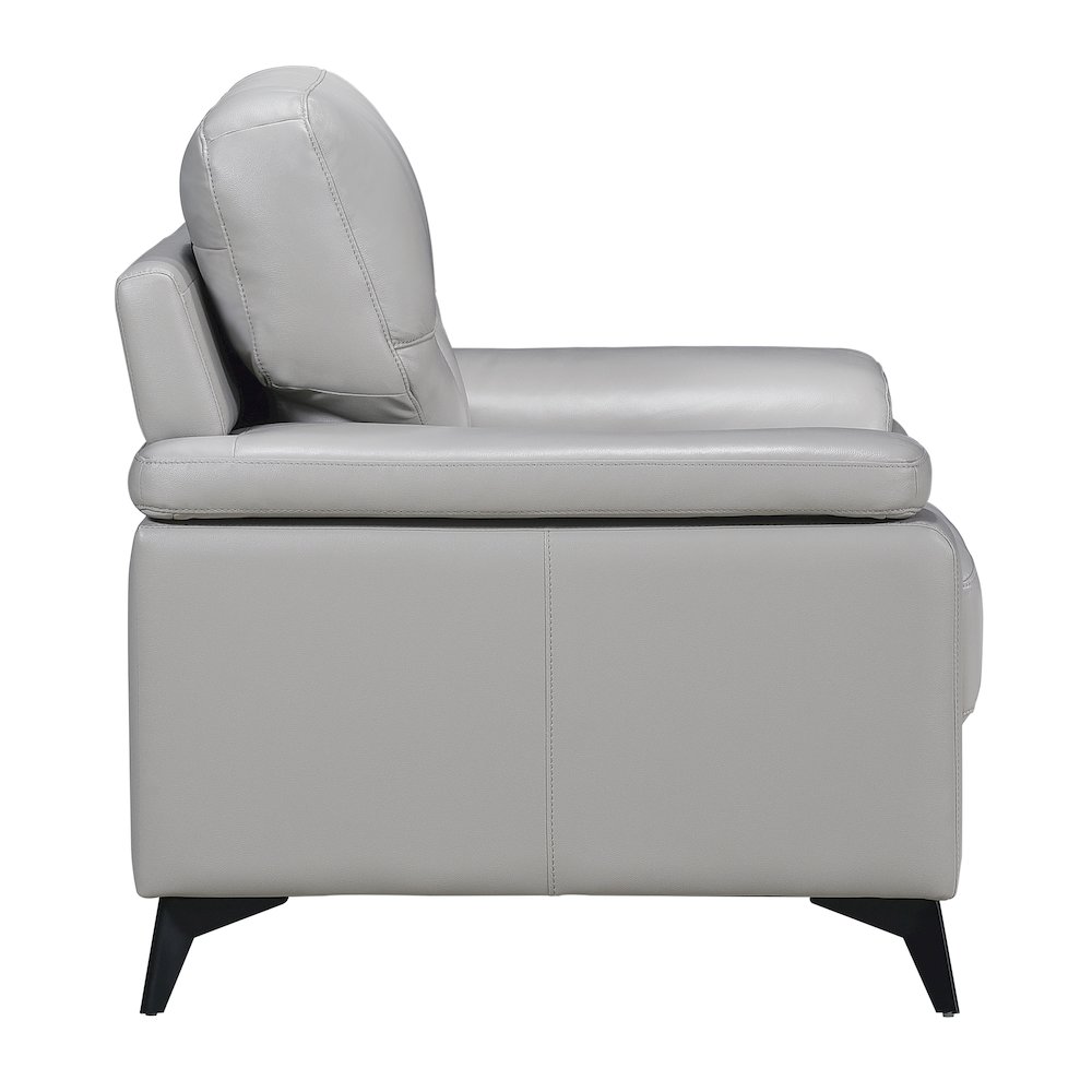 Mischa Leather Arm Chair In Silver Gray. Picture 5