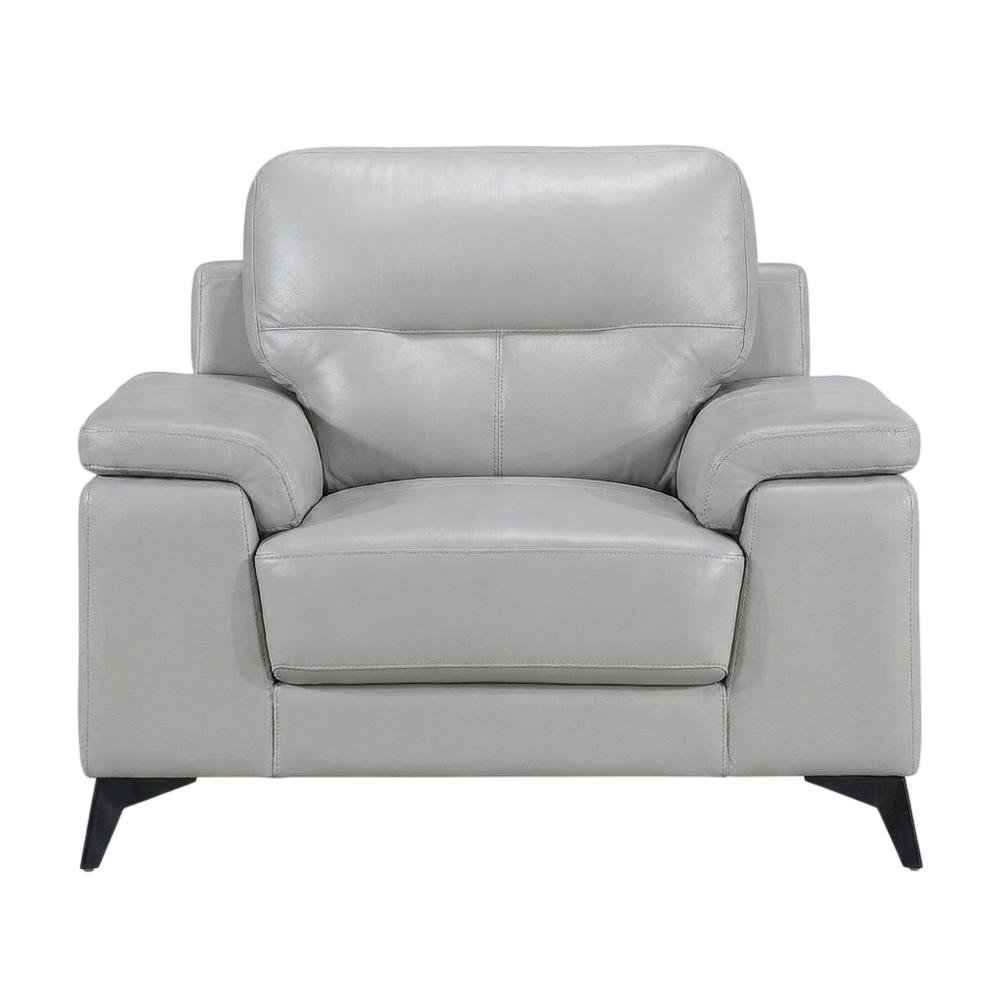 Mischa Leather Accent Chair for Living Room or Bedroom, Silver Gray. Picture 1