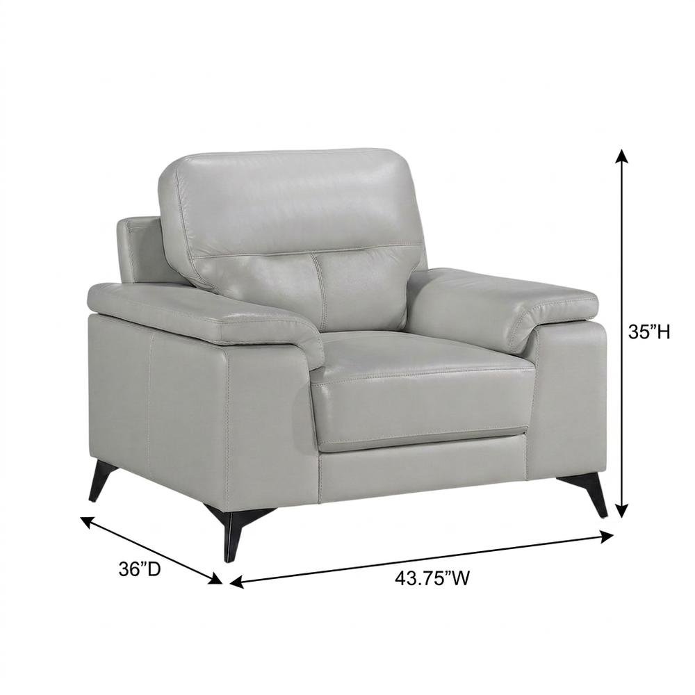 Mischa Leather Accent Chair for Living Room or Bedroom, Silver Gray. Picture 5