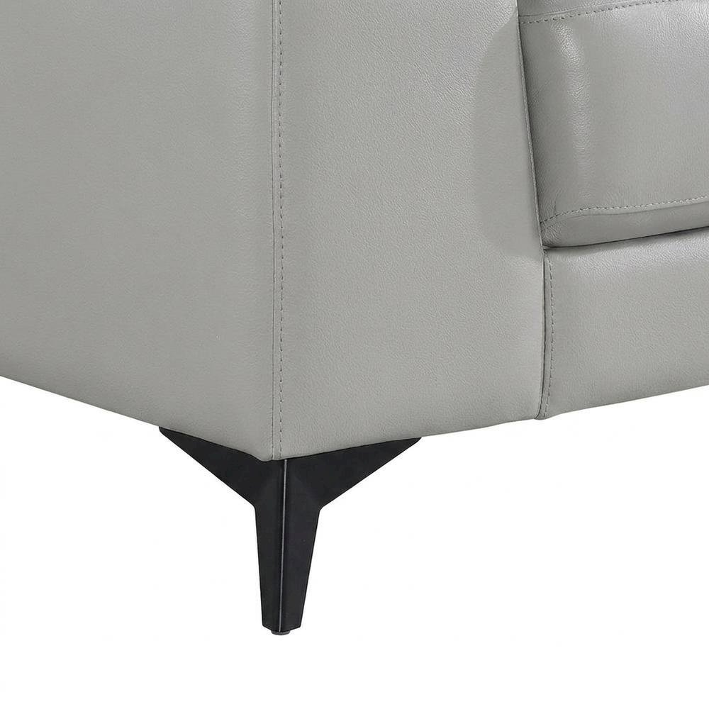 Mischa Leather Accent Chair for Living Room or Bedroom, Silver Gray. Picture 7