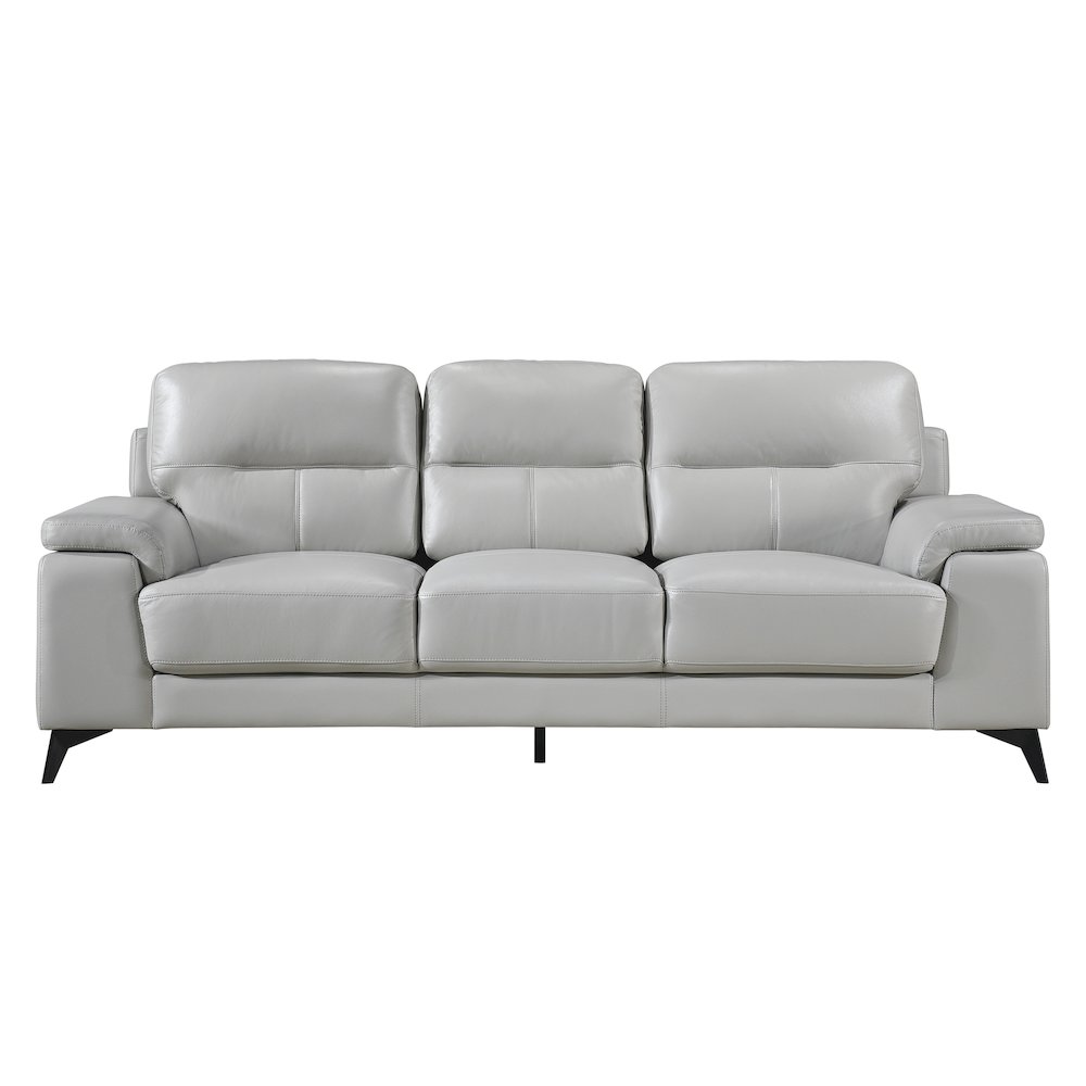 Mischa Leather Sofa In Silver Gray. Picture 2