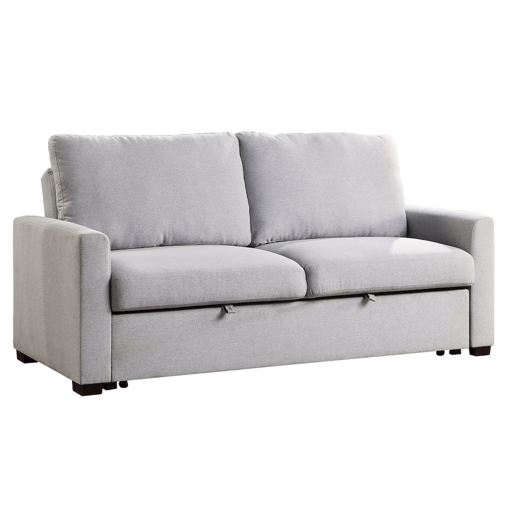 Price Textured Fabric Convertible Studio Sofa With Pull-Out Bed In Gray. Picture 3