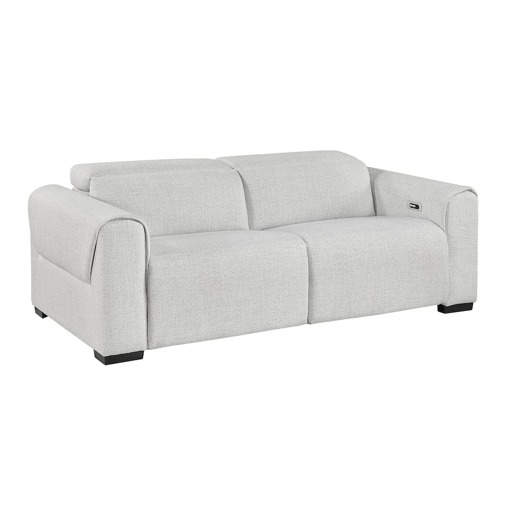 McPherson Chenille Power Double Reclining Love Seat in Cloud. Picture 1