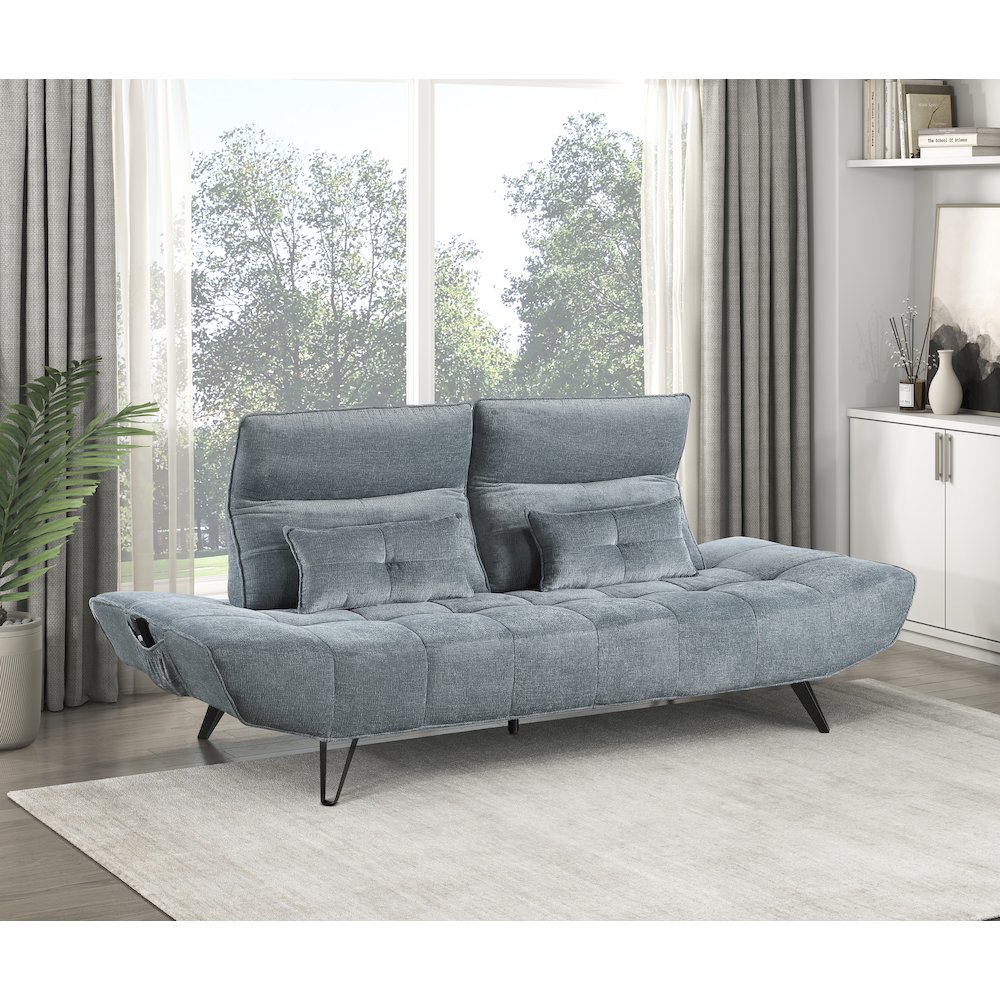 Lexicon Quonsett Chenille Sofa with Power Adjustable Seat Depth in Blue. Picture 1