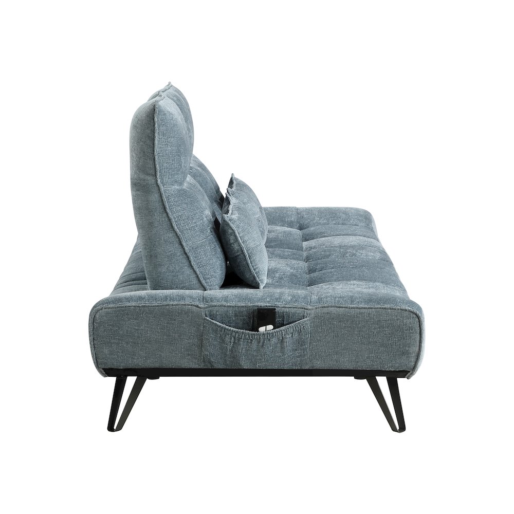 Lexicon Quonsett Chenille Sofa with Power Adjustable Seat Depth in Blue. Picture 2