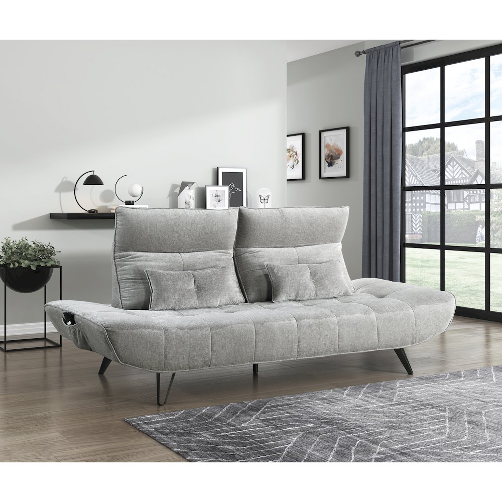 Lexicon Quonsett Chenille Sofa with Power Adjustable Seat Depth in Gray. Picture 1