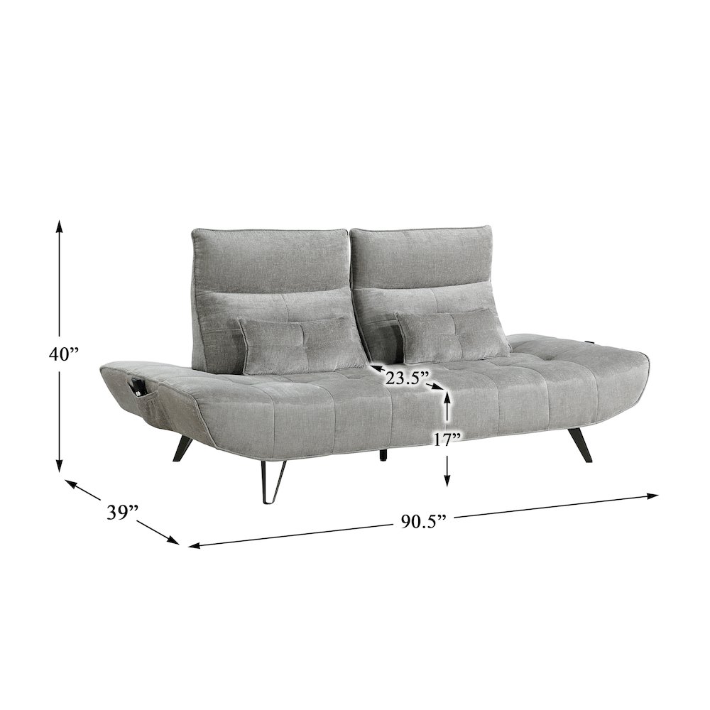 Lexicon Quonsett Chenille Sofa with Power Adjustable Seat Depth in Gray. Picture 2