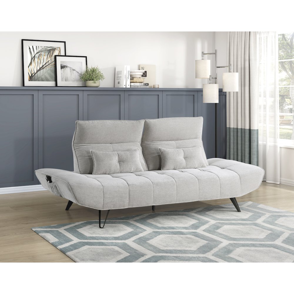 Lexicon Quonsett Chenille Sofa with Power Adjustable Seat Depth in Light Gray. Picture 2