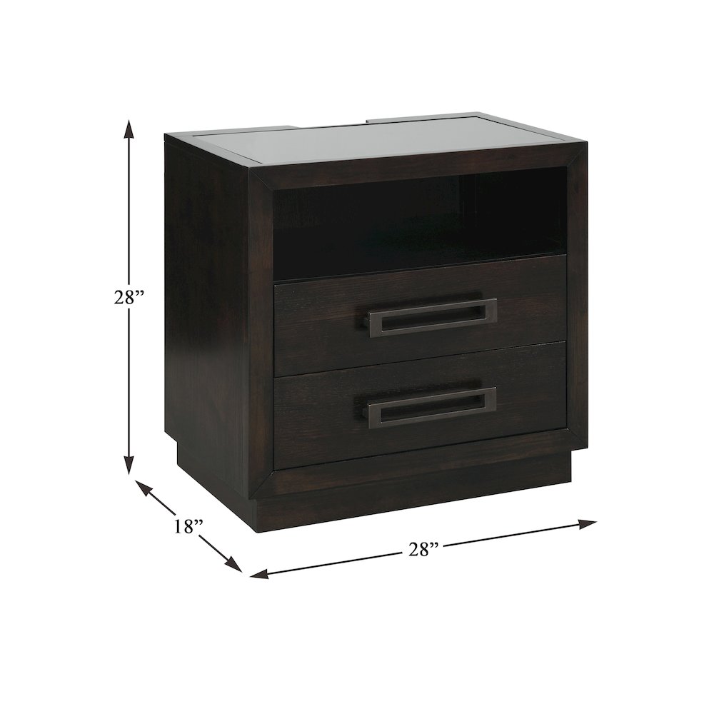 Larchmont Asian Hardwood Nightstand in Charcoal. Picture 5