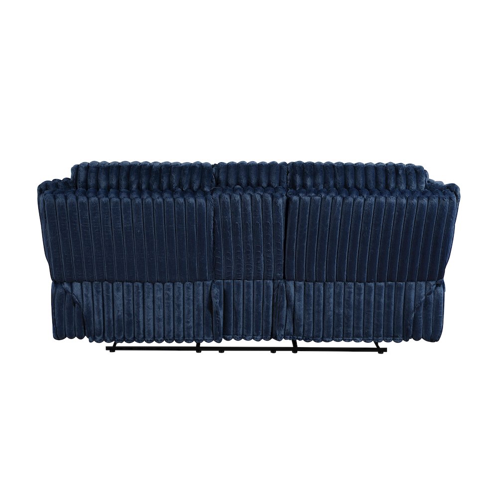 Lexicon Goodland Corduroy Double Reclining Love Seat with Center Console in Blue. Picture 3
