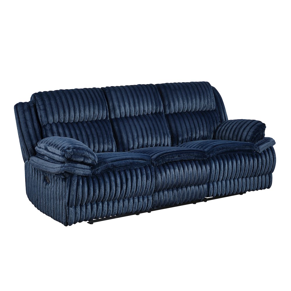 Lexicon Goodland Corduroy Double Reclining Sofa in Blue. Picture 3