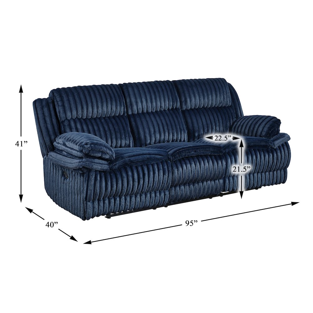 Lexicon Goodland Corduroy Double Reclining Sofa in Blue. Picture 4
