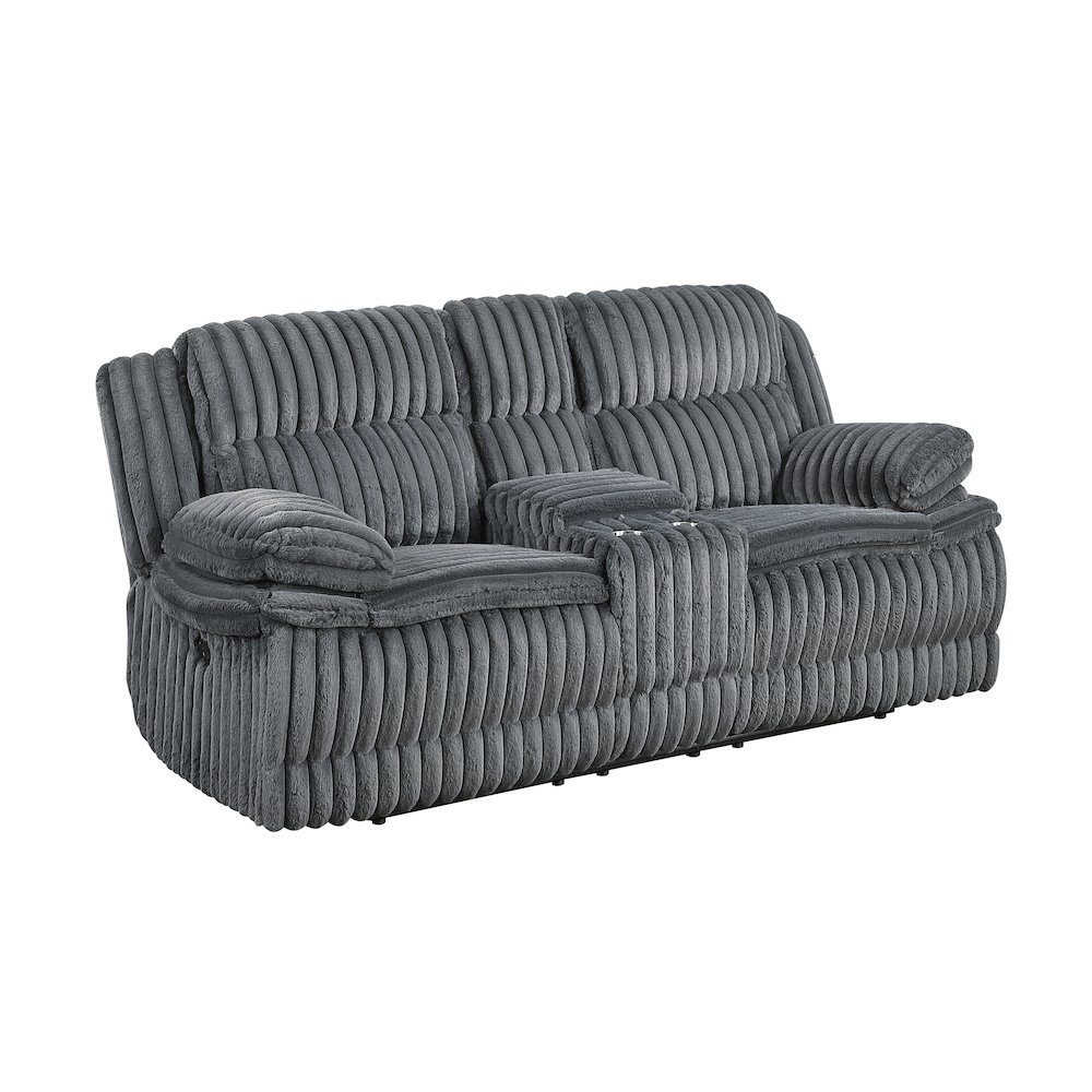Lexicon Goodland Corduroy Double Reclining Love Seat in Dark Gray. Picture 1