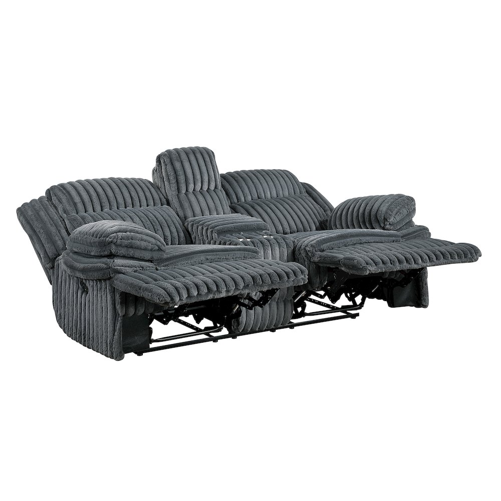 Lexicon Goodland Corduroy Double Reclining Love Seat in Dark Gray. Picture 5