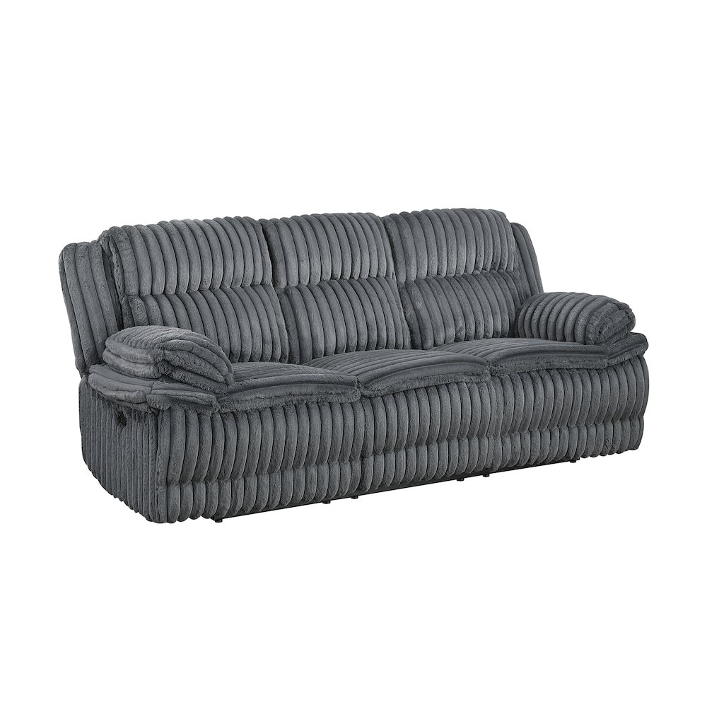 Lexicon Goodland Corduroy Double Reclining Sofa in Dark Gray. Picture 1