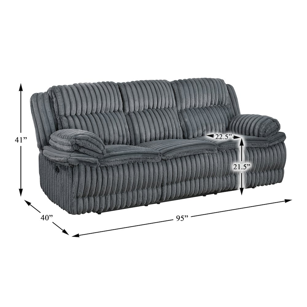 Lexicon Goodland Corduroy Double Reclining Sofa in Dark Gray. Picture 4