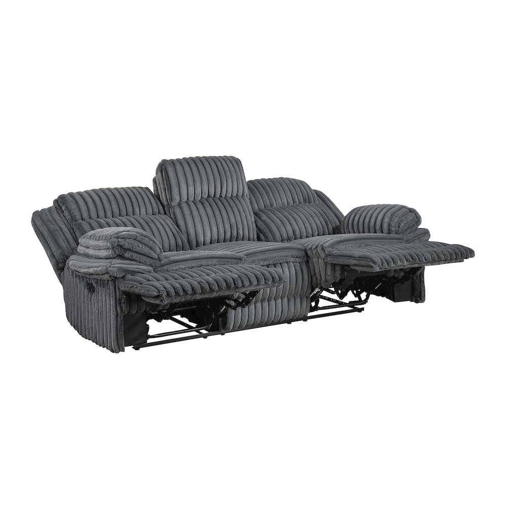 Lexicon Goodland Corduroy Double Reclining Sofa in Dark Gray. Picture 5