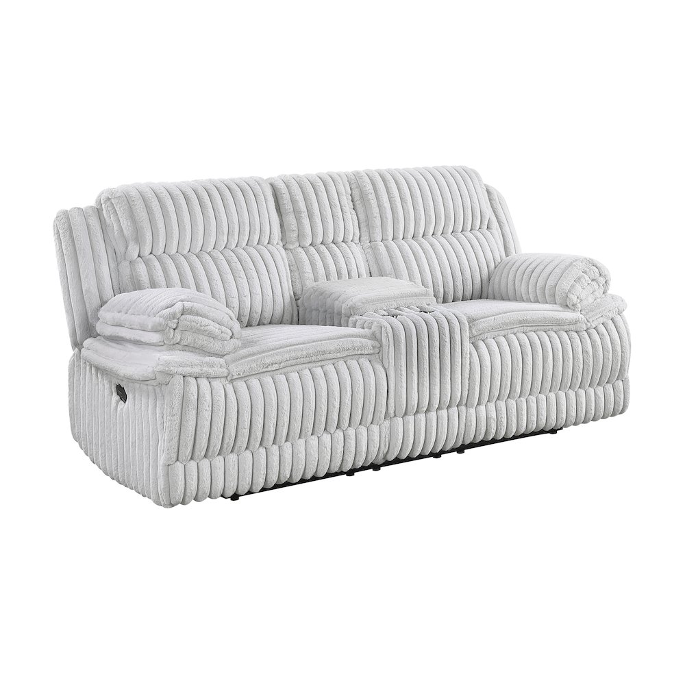 Lexicon Goodland Corduroy Double Reclining Love Seat with Center Console in Gray. Picture 1