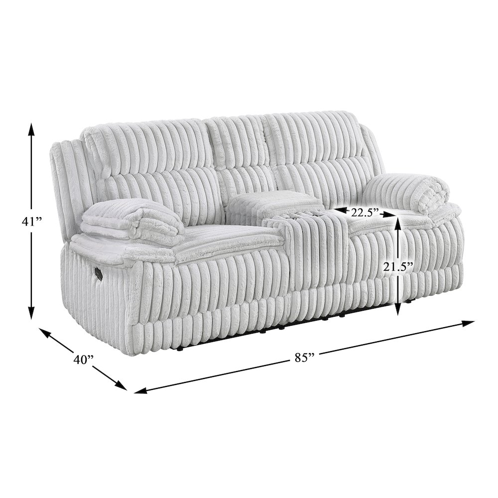 Lexicon Goodland Corduroy Double Reclining Love Seat with Center Console in Gray. Picture 4