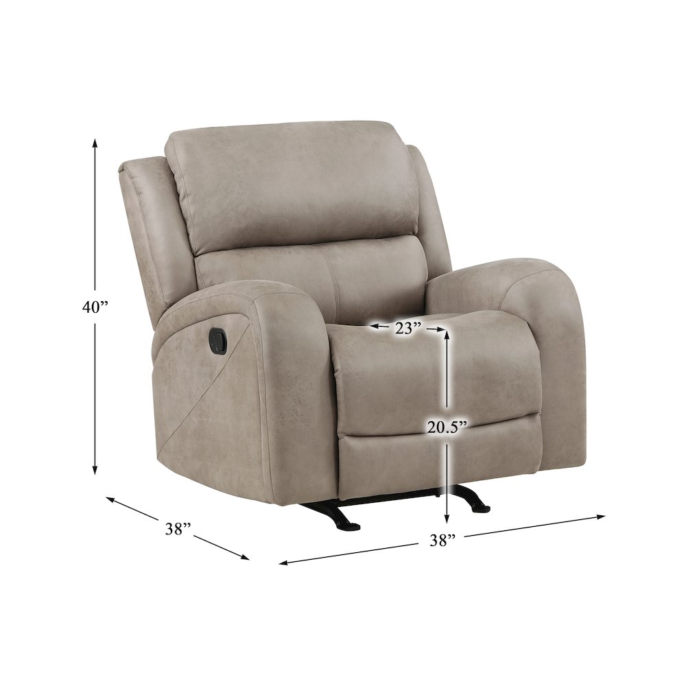 Pagosa Microfiber Rocker Reclining Chair In Brown. Picture 4
