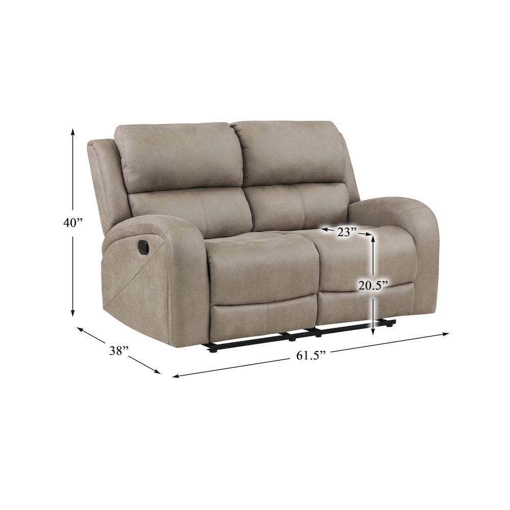 Pagosa Microfiber Double Reclining Love Seat In Brown. Picture 5