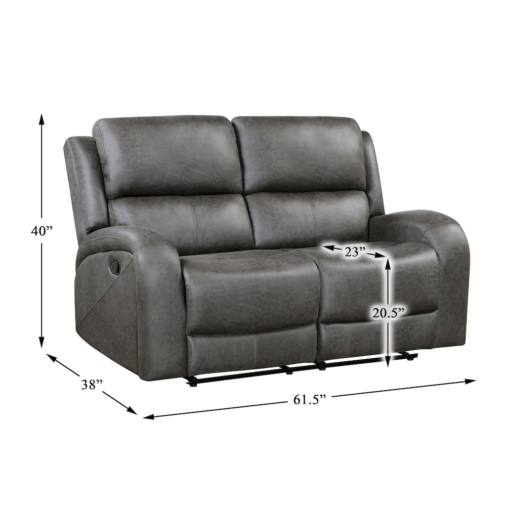 Lexicon Pagosa Microfiber Double Reclining Love Seat in Gray. Picture 5