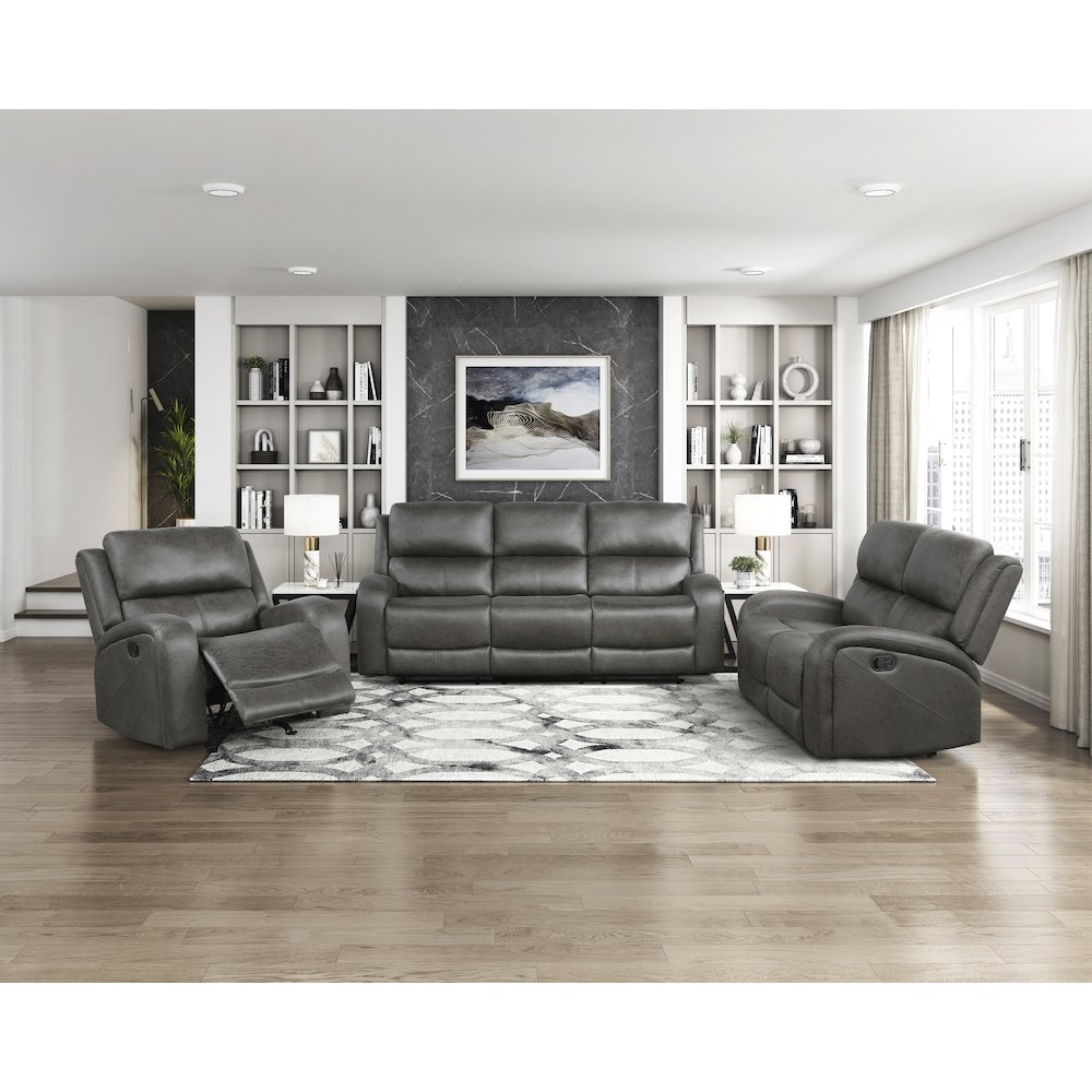 Lexicon Pagosa Microfiber Double Reclining Sofa in Gray. Picture 2