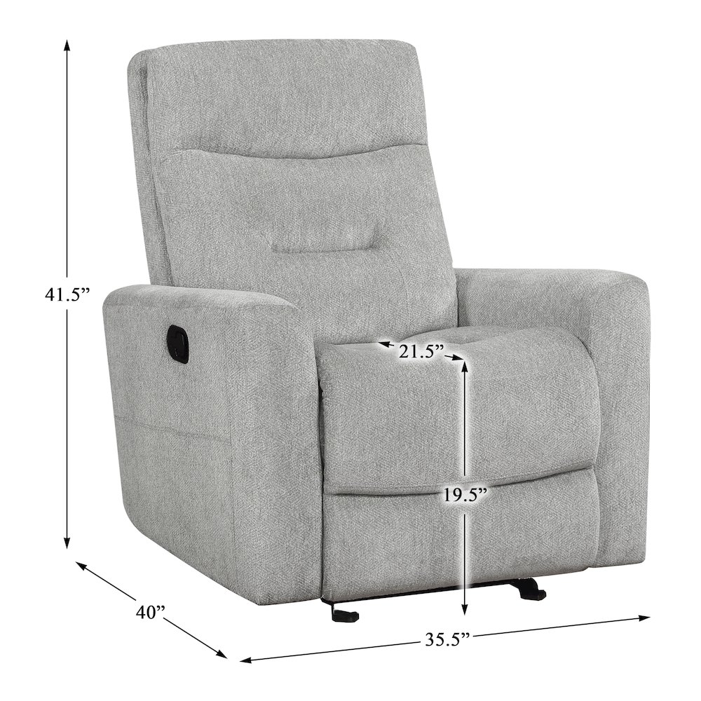 Lyndon Chenille Glider Reclining Chair In Gray. Picture 4
