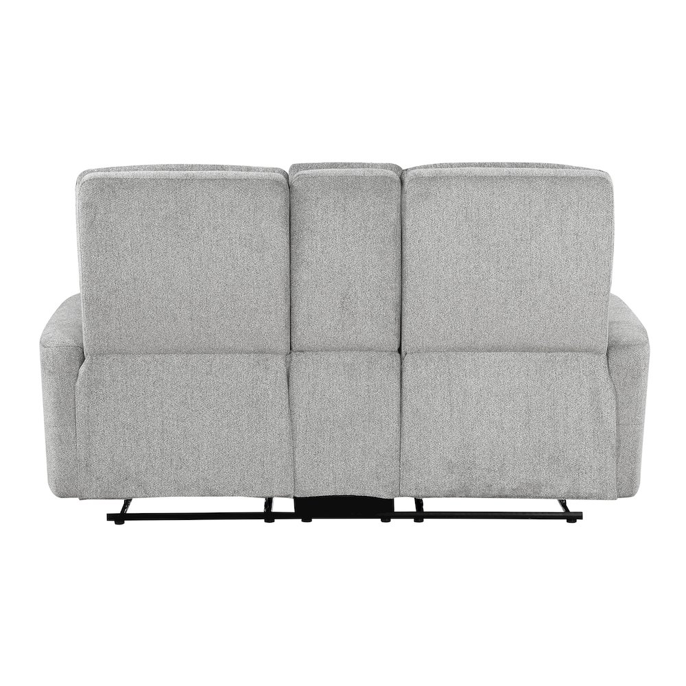 Lyndon Chenille Double Reclining Love Seat With Center Console In Gray. Picture 4
