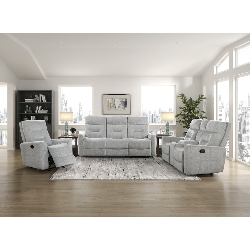 Lyndon Chenille Double Reclining Sofa In Gray. Picture 2