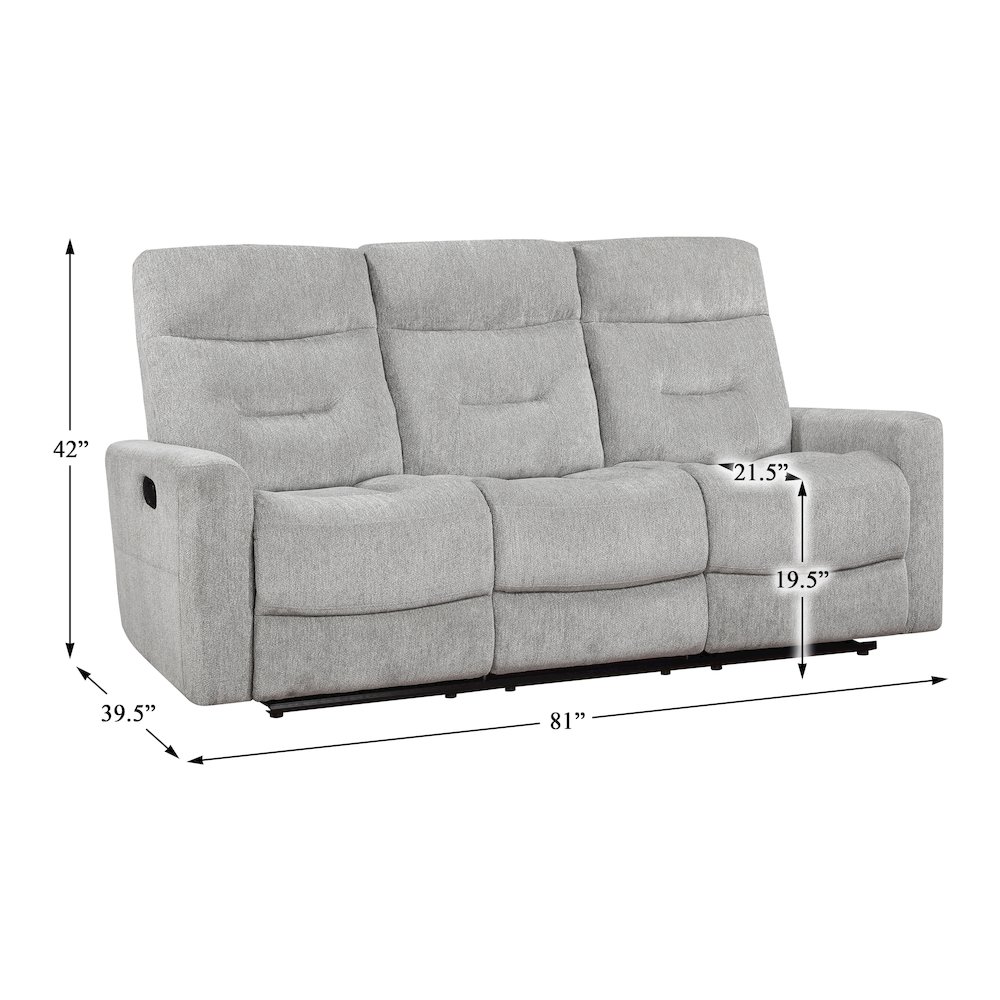 Lyndon Chenille Double Reclining Sofa In Gray. Picture 4