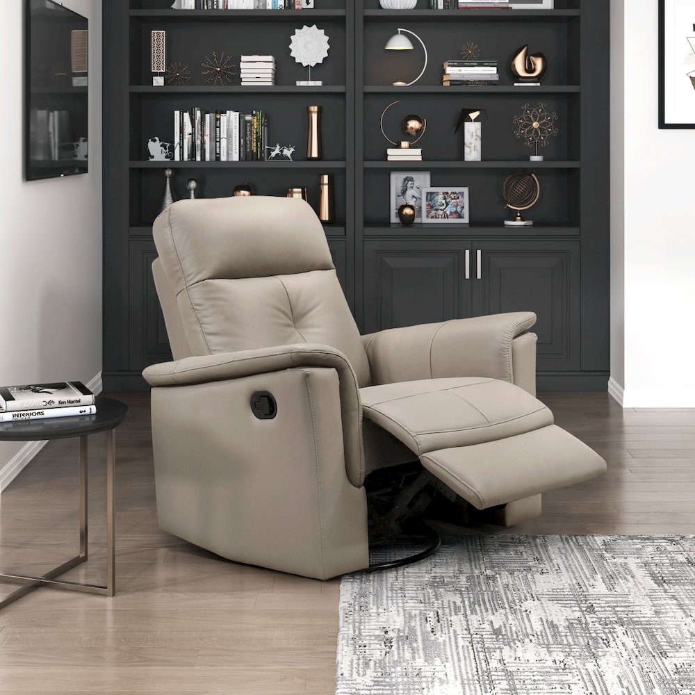 Lexicon Bristow Leather Swivel Glider Reclining Chair in Latter. Picture 2