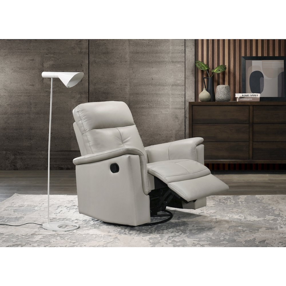 Lexicon Bristow Leather Swivel Glider Reclining Chair in Silver. Picture 2