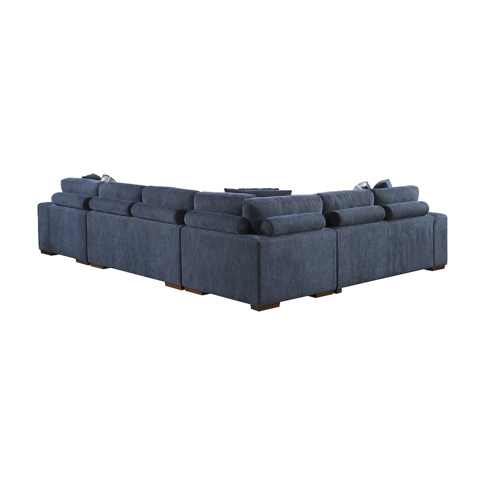 Lexicon Raife Chenille 5-Piece Sectional with Right Chaise in Blue. Picture 2