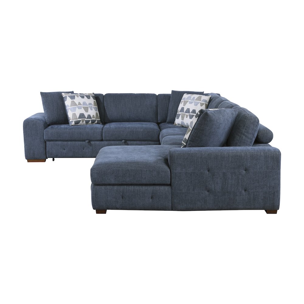 Lexicon Raife Chenille 5-Piece Sectional with Right Chaise in Blue. Picture 5