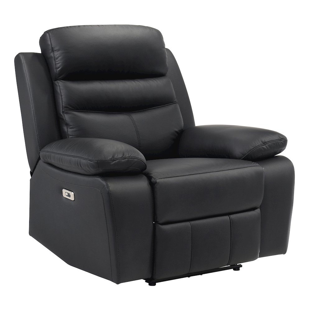 Hancock Leather Power Reclining Chair In Black. Picture 1