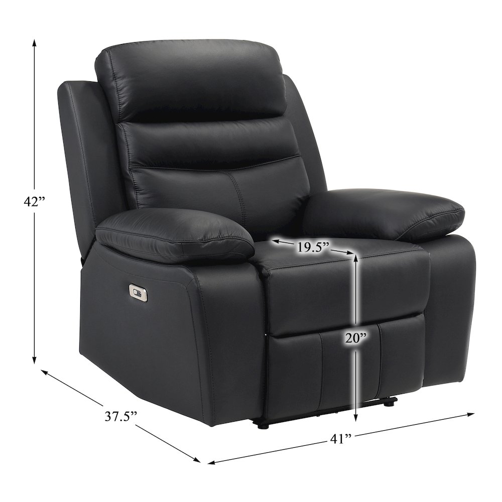 Hancock Leather Power Reclining Chair In Black. Picture 5