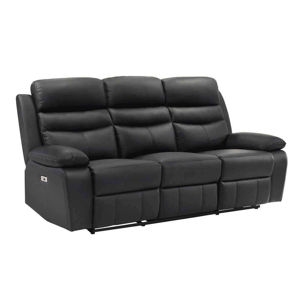 Hancock Leather Power Double Reclining Sofa In Black. Picture 1