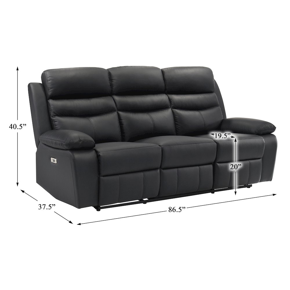 Hancock Leather Power Double Reclining Sofa In Black. Picture 4